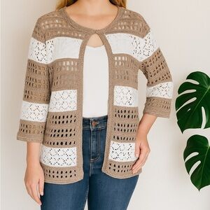 Christopher & Banks Crochet Cardigan | Size Large | NWT
